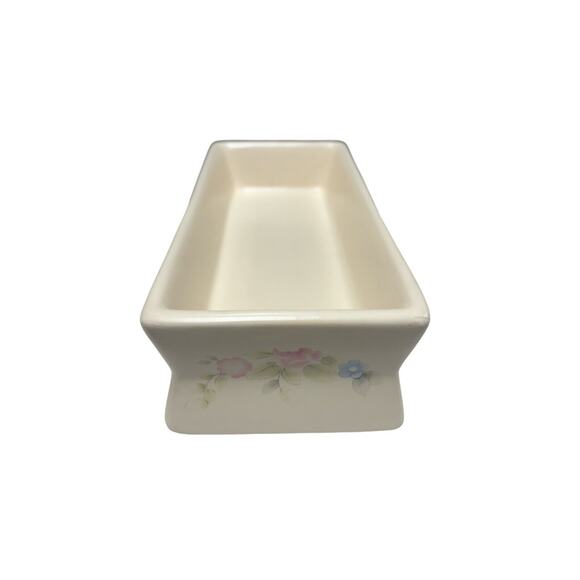 Pfaltzgraff Tea Rose Stoneware Rectangle 4 Wick Brick Candle Holder - Picture 2 of 6